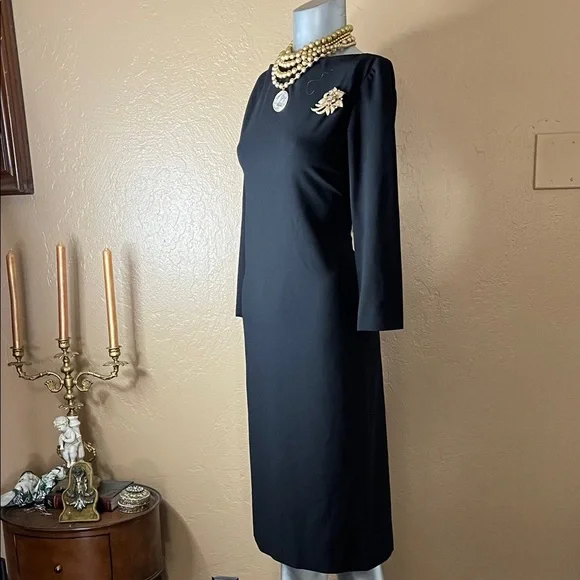 Ralph Lauren BLACK LABEL Luxury Black Dress 2 Wool Blend. - Picture 4 of 6